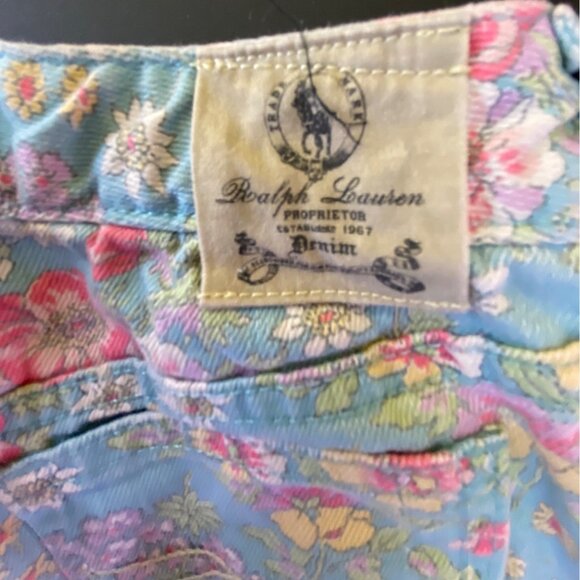 Ralph Lauren Girls Floral Printed Denim‎ Pants Jeans Size 5 Country Cute Western - Picture 3 of 8